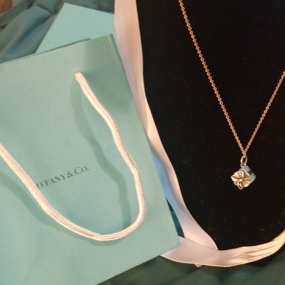Tiffany blue box charm plus chain